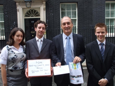 Mike, presenting a petition at 10 Downing Street.